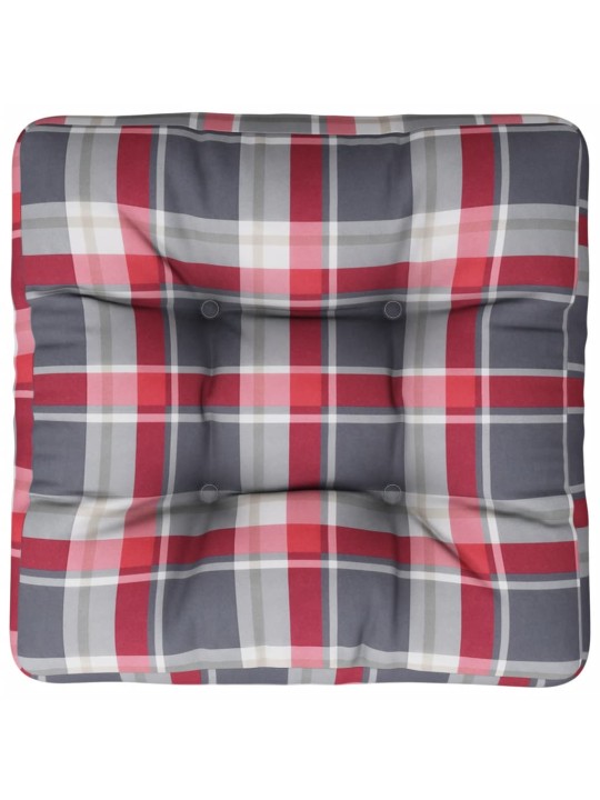 Poduška na palety červená károvaná 50 x 50 x 12 cm textil