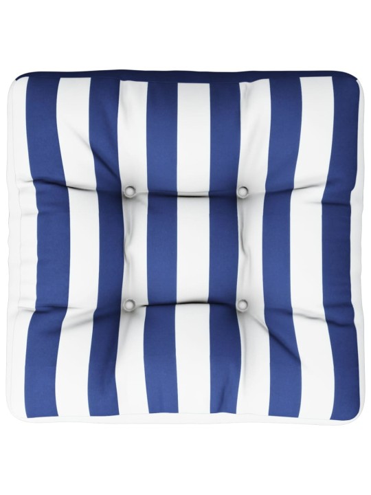 Poduška na palety modré a bílé pruhy 50 x 50 x 12 cm textil