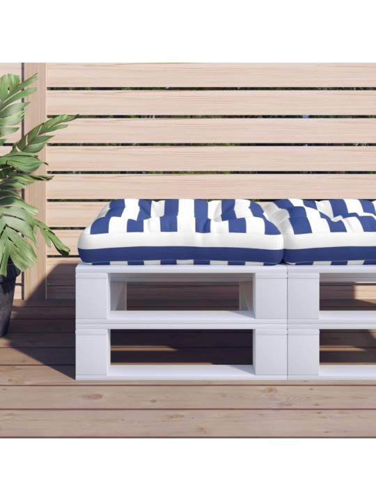 Poduška na palety modré a bílé pruhy 60 x 60 x 12 cm textil