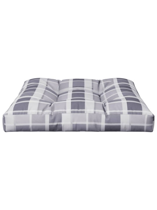 Poduška na palety šedá károvaná 70 x 70 x 12 cm textil