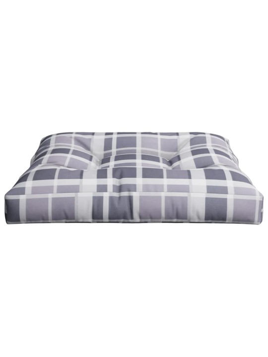 Poduška na palety šedá károvaná 70 x 70 x 12 cm textil