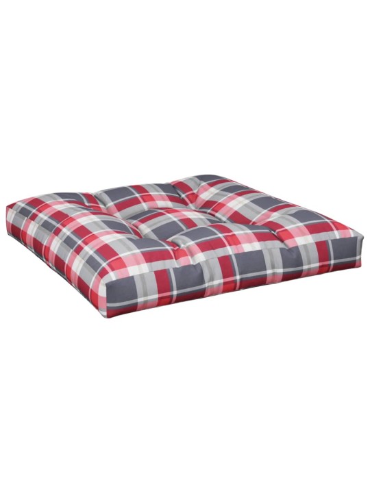 Poduška na palety červená károvaná 80 x 80 x 12 cm textil