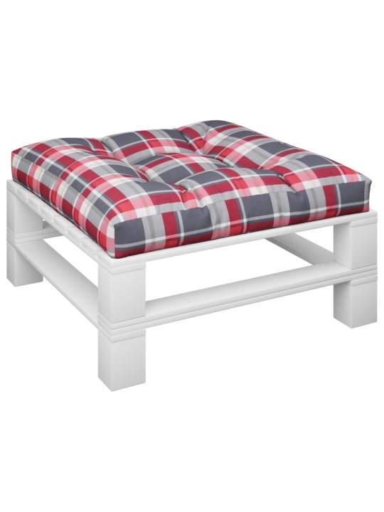 Poduška na palety červená károvaná 80 x 80 x 12 cm textil