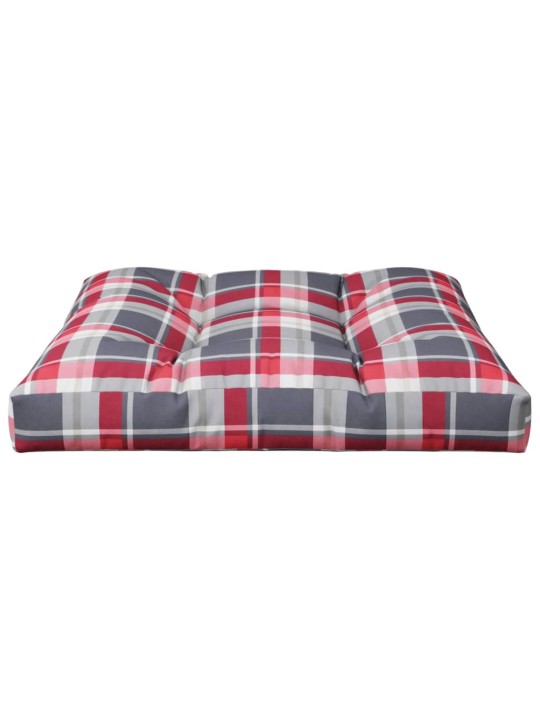 Poduška na palety červená károvaná 80 x 80 x 12 cm textil