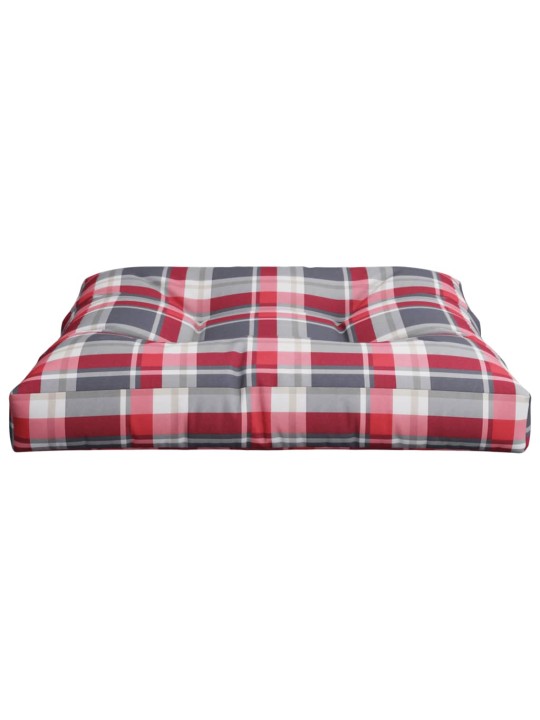 Poduška na palety červená károvaná 80 x 80 x 12 cm textil