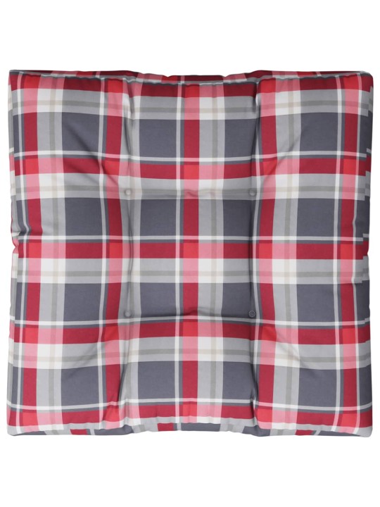 Poduška na palety červená károvaná 80 x 80 x 12 cm textil