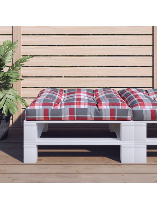 Poduška na palety červená károvaná 80 x 80 x 12 cm textil