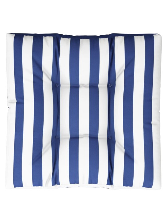 Poduška na palety modré a bílé pruhy 80 x 80 x 12 cm textil