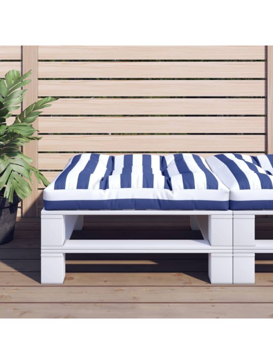 Poduška na palety modré a bílé pruhy 80 x 80 x 12 cm textil