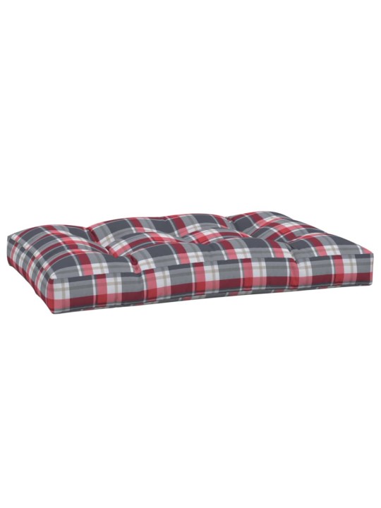 Poduška na palety červená károvaná 120 x 80 x 12 cm textil