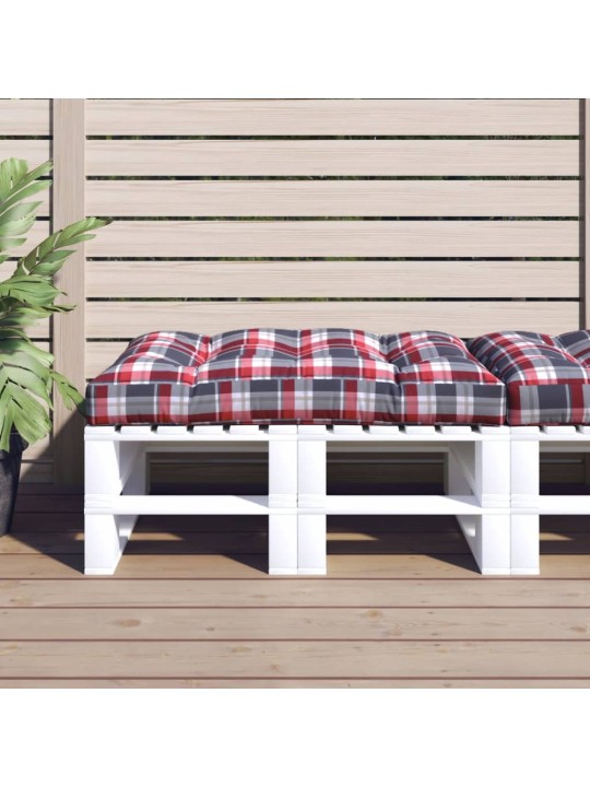 Poduška na palety červená károvaná 120 x 80 x 12 cm textil