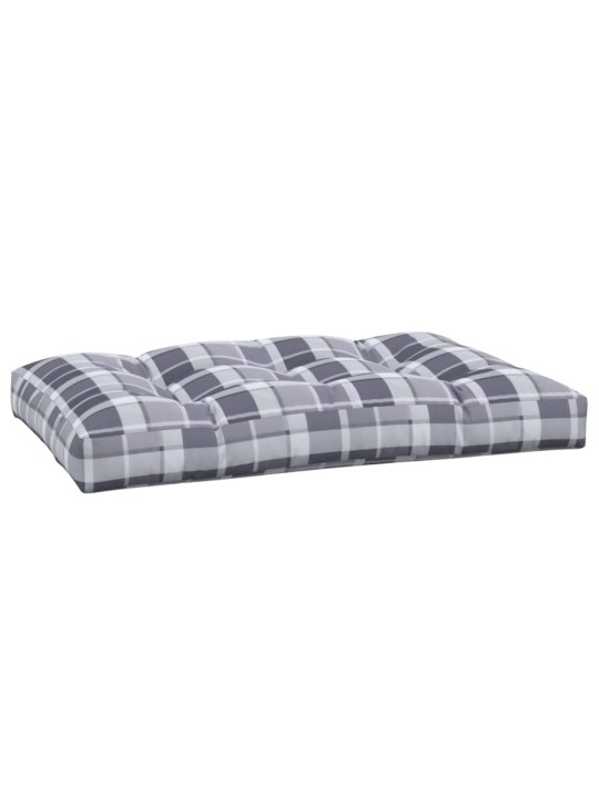 Poduška na palety šedá károvaná 120 x 80 x 12 cm textil