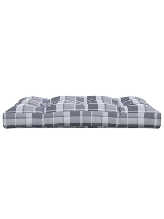 Poduška na palety šedá károvaná 120 x 80 x 12 cm textil