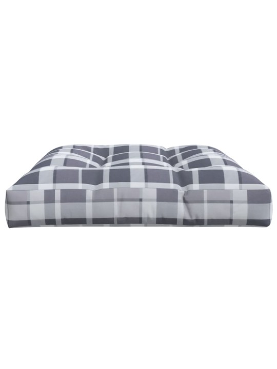 Poduška na palety šedá károvaná 120 x 80 x 12 cm textil