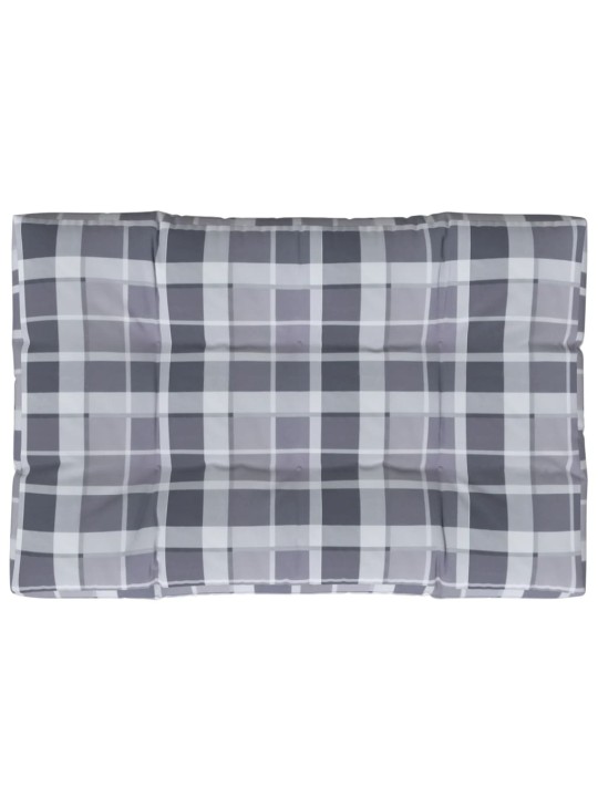 Poduška na palety šedá károvaná 120 x 80 x 12 cm textil
