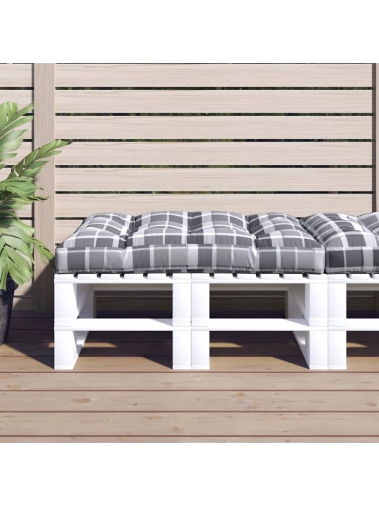 Poduška na palety šedá károvaná 120 x 80 x 12 cm textil