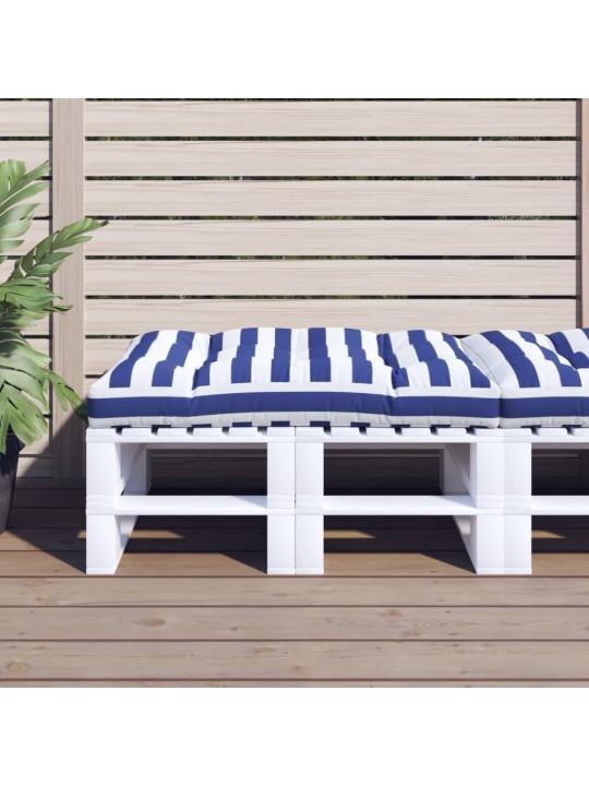 Poduška na palety modré a bílé pruhy 120 x 80 x 12 cm textil