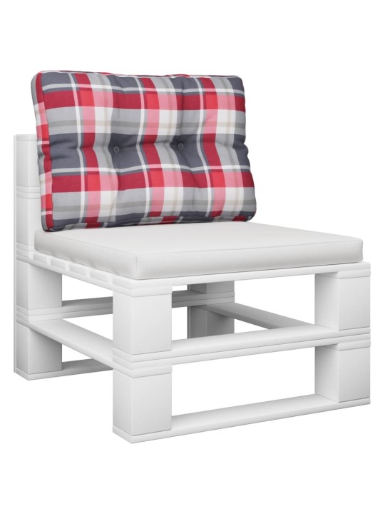 Poduška na palety červená károvaná 50 x 40 x 12 cm textil