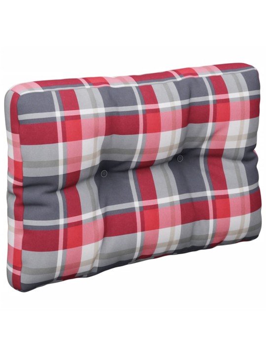 Poduška na palety červená károvaná 50 x 40 x 12 cm textil