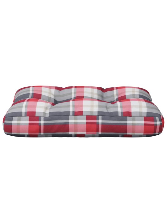 Poduška na palety červená károvaná 50 x 40 x 12 cm textil