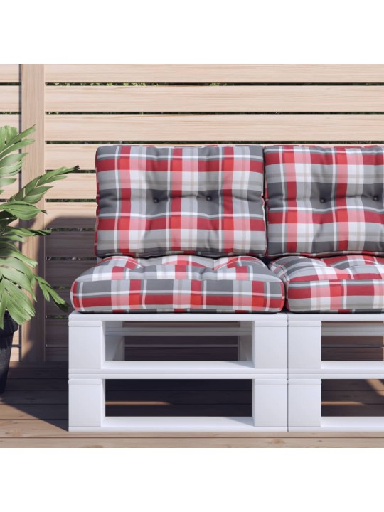 Poduška na palety červená károvaná 50 x 40 x 12 cm textil