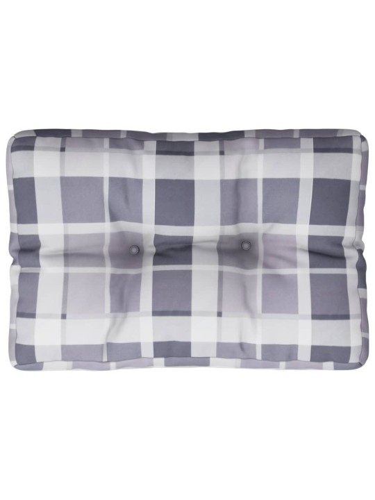 Poduška na palety šedá károvaná 50 x 40 x 12 cm textil