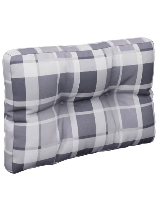 Poduška na palety šedá károvaná 50 x 40 x 12 cm textil