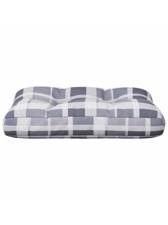 Poduška na palety šedá károvaná 50 x 40 x 12 cm textil