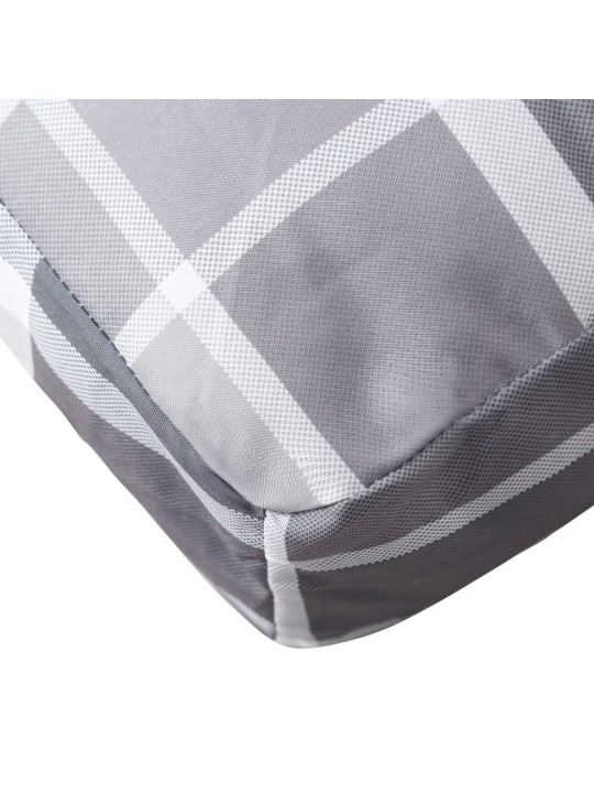 Poduška na palety šedá károvaná 50 x 40 x 12 cm textil