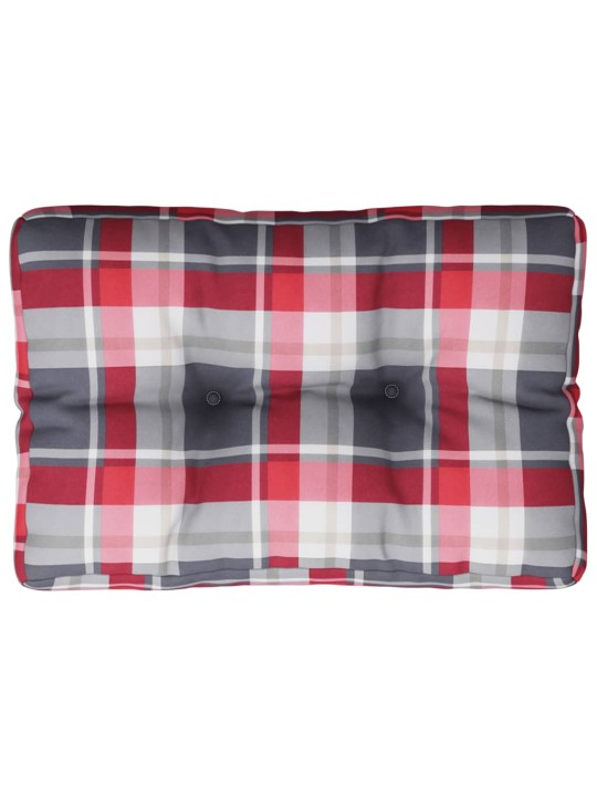 Poduška na palety červená károvaná 60 x 40 x 12 cm textil