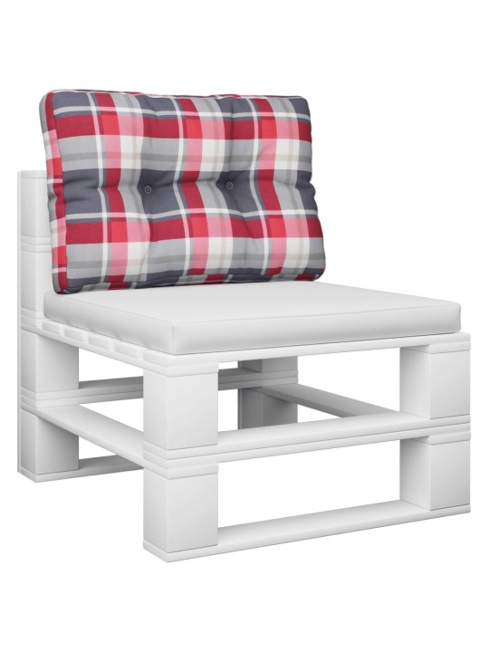 Poduška na palety červená károvaná 60 x 40 x 12 cm textil