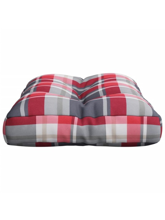 Poduška na palety červená károvaná 60 x 40 x 12 cm textil
