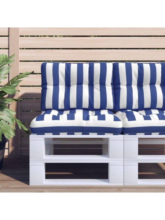 Poduška na palety modré a bílé pruhy 60 x 40 x 12 cm textil