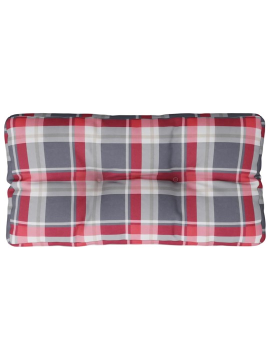 Poduška na palety červená károvaná 70 x 40 x 12 cm textil
