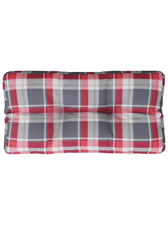 Poduška na palety červená károvaná 70 x 40 x 12 cm textil
