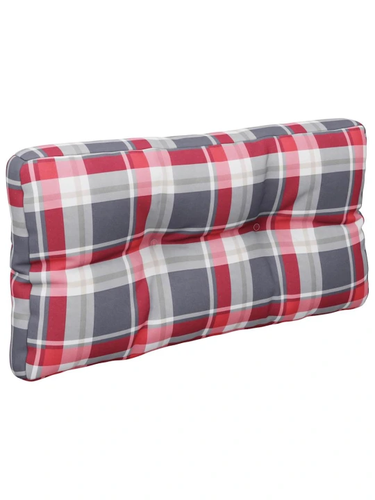 Poduška na palety červená károvaná 70 x 40 x 12 cm textil