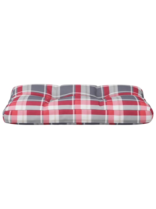 Poduška na palety červená károvaná 70 x 40 x 12 cm textil