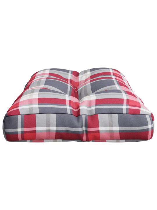 Poduška na palety červená károvaná 70 x 40 x 12 cm textil