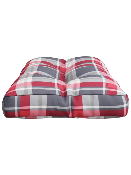 Poduška na palety červená károvaná 70 x 40 x 12 cm textil