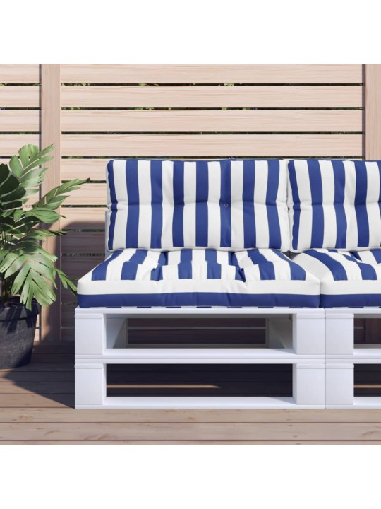 Poduška na palety modré a bílé pruhy 70 x 40 x 12 cm textil