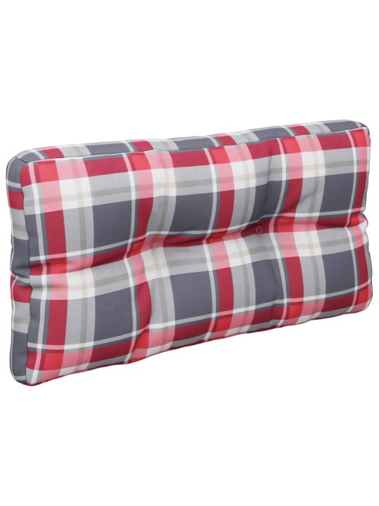 Poduška na palety červená károvaná 80 x 40 x 10 cm textil
