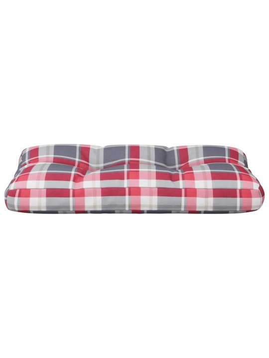 Poduška na palety červená károvaná 80 x 40 x 10 cm textil
