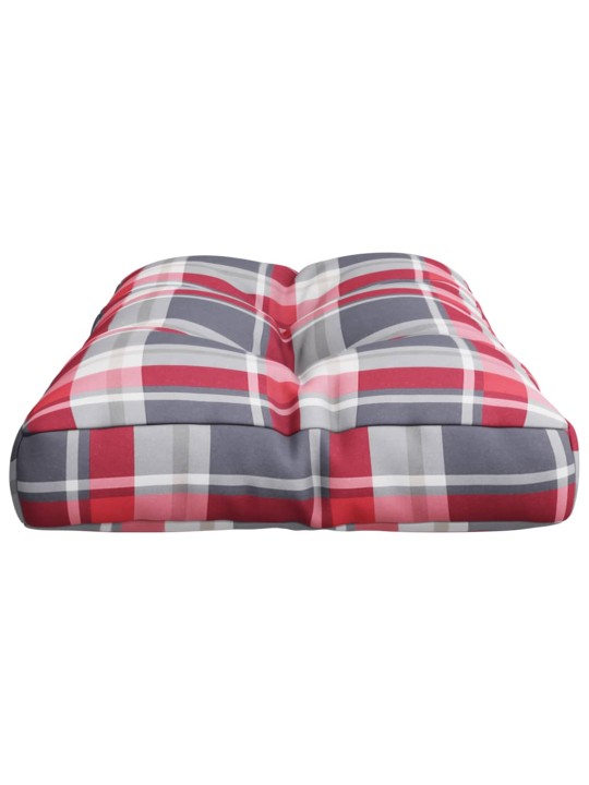 Poduška na palety červená károvaná 80 x 40 x 10 cm textil