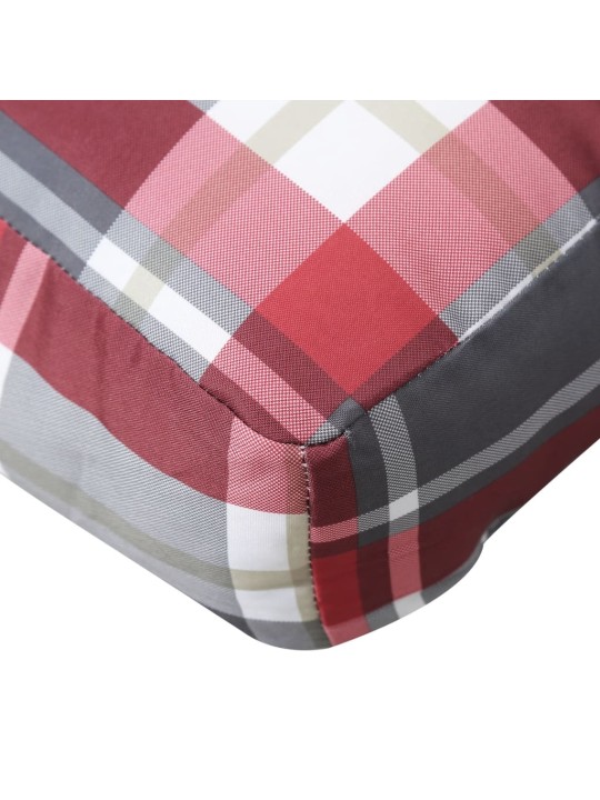 Poduška na palety červená károvaná 80 x 40 x 10 cm textil