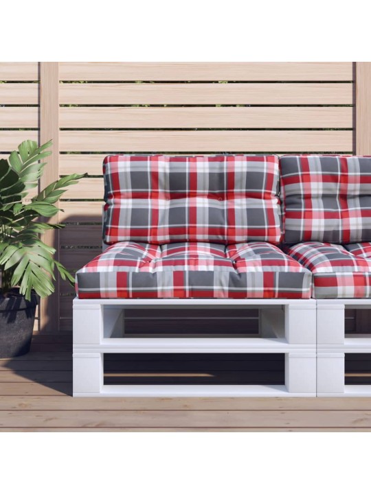 Poduška na palety červená károvaná 80 x 40 x 10 cm textil