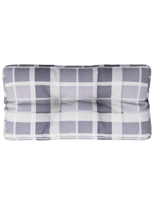 Poduška na palety šedá károvaná 80 x 40 x 10 cm textil