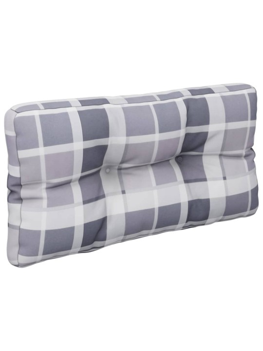 Poduška na palety šedá károvaná 80 x 40 x 10 cm textil