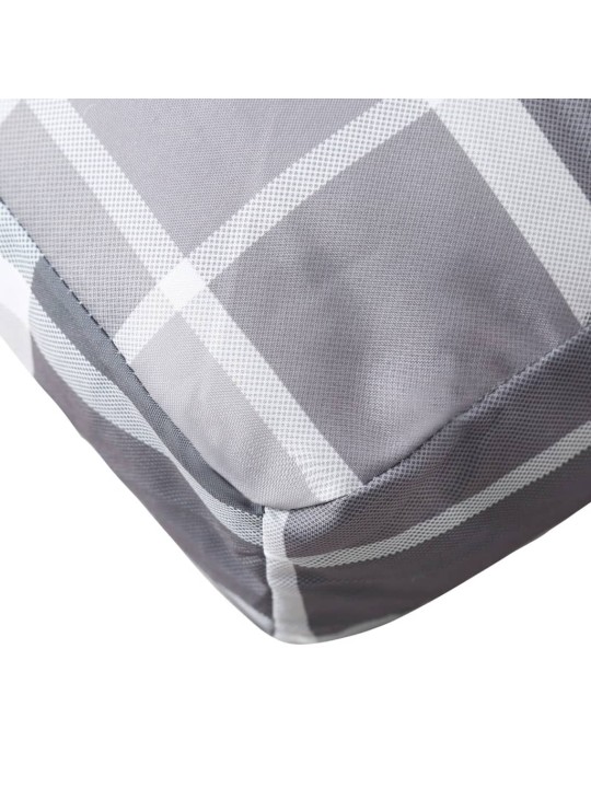 Poduška na palety šedá károvaná 80 x 40 x 10 cm textil