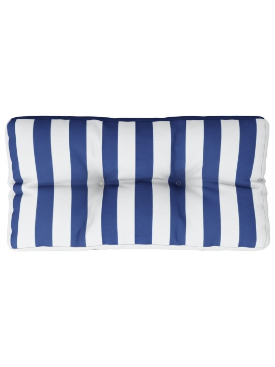 Poduška na palety modré a bílé pruhy 80 x 40 x 12 cm textil