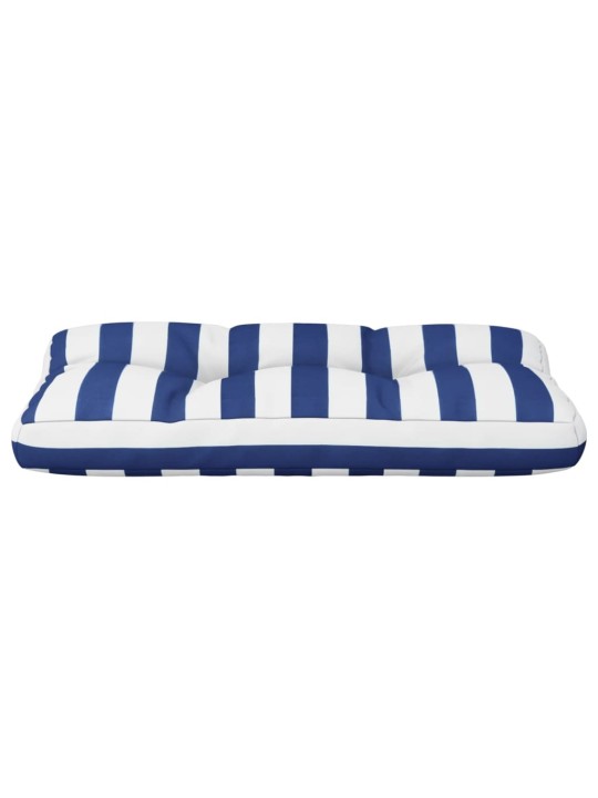 Poduška na palety modré a bílé pruhy 80 x 40 x 12 cm textil